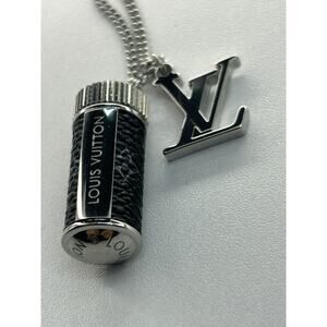 Authentic LOUIS VUITTON Collier Charms Monogram Eclipse M63641 Necklace #260...
